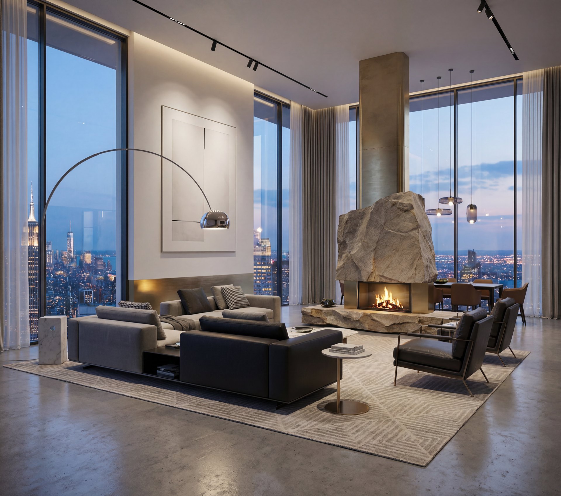 Penthouse with Panoramic View - AI Generated Interior Design