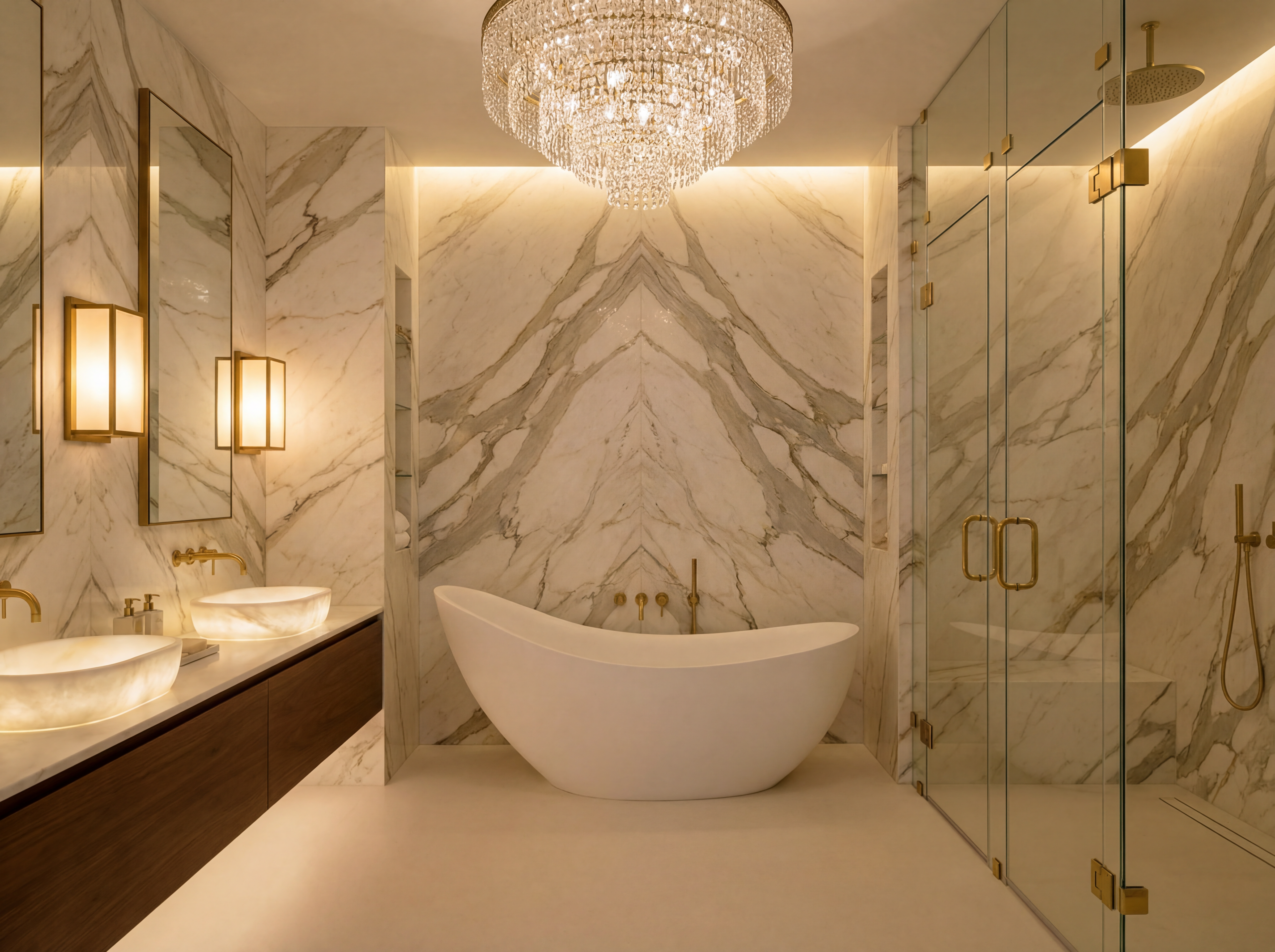 Sculptural Luxury Bathroom - AI Generated Interior Design
